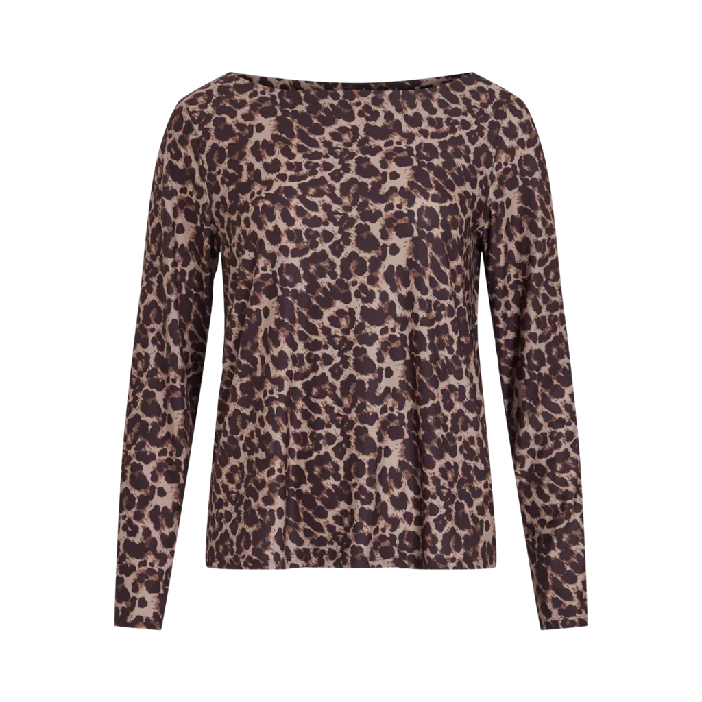 VILA Leopard Boatneck Top