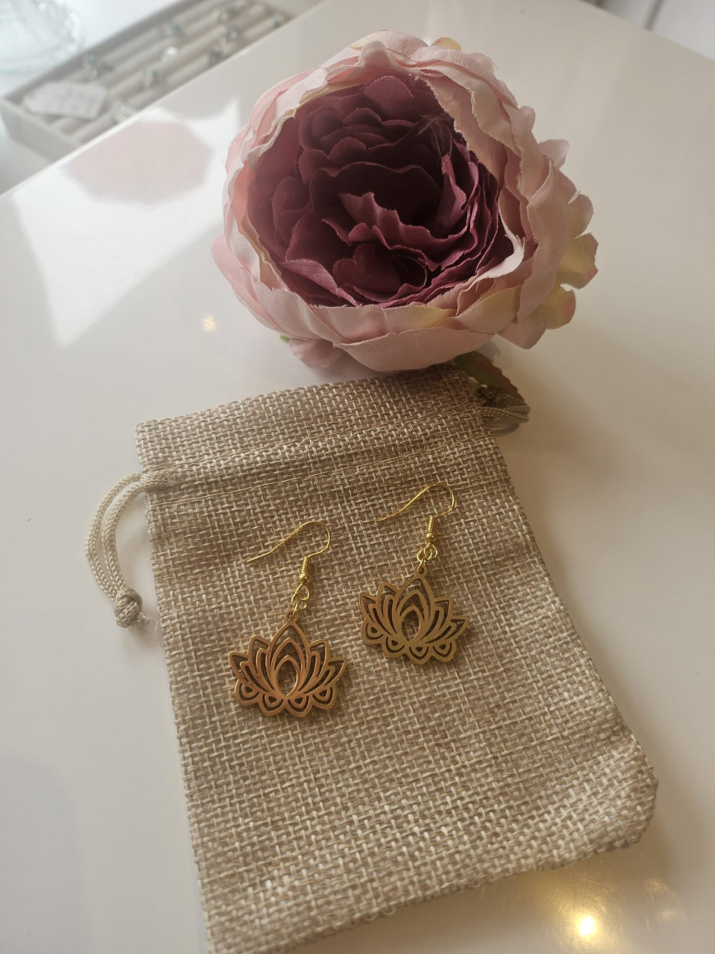 Lotus Flower Gold Zenme Earrings