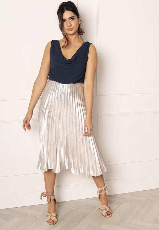 Metallic pleated silver skirt (size 8)