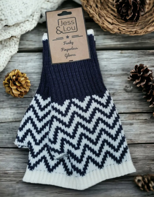 Navy Aria Fingerless Gloves