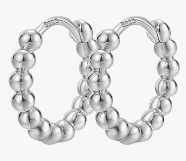 Silver Ball Small Hoops