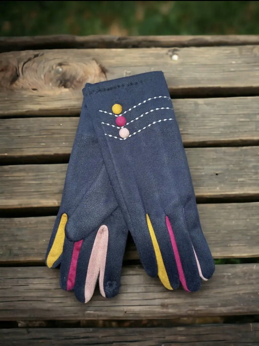 Velvet Navy Gloves