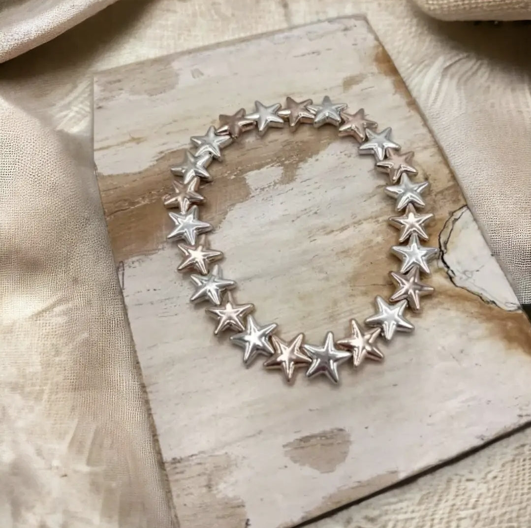 Star Bracelet in Silver & Rose Gold