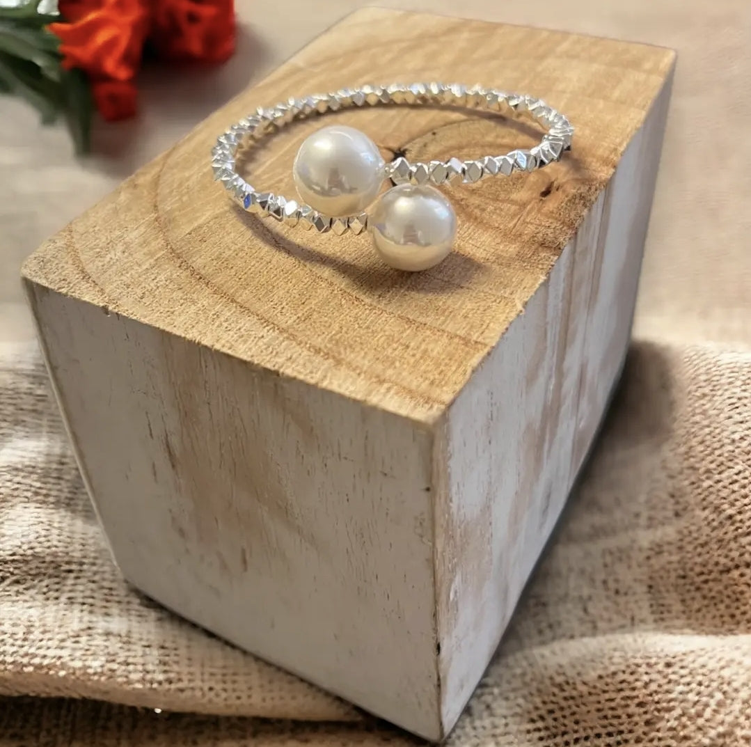 Silver Pearl Wrap Bracelet