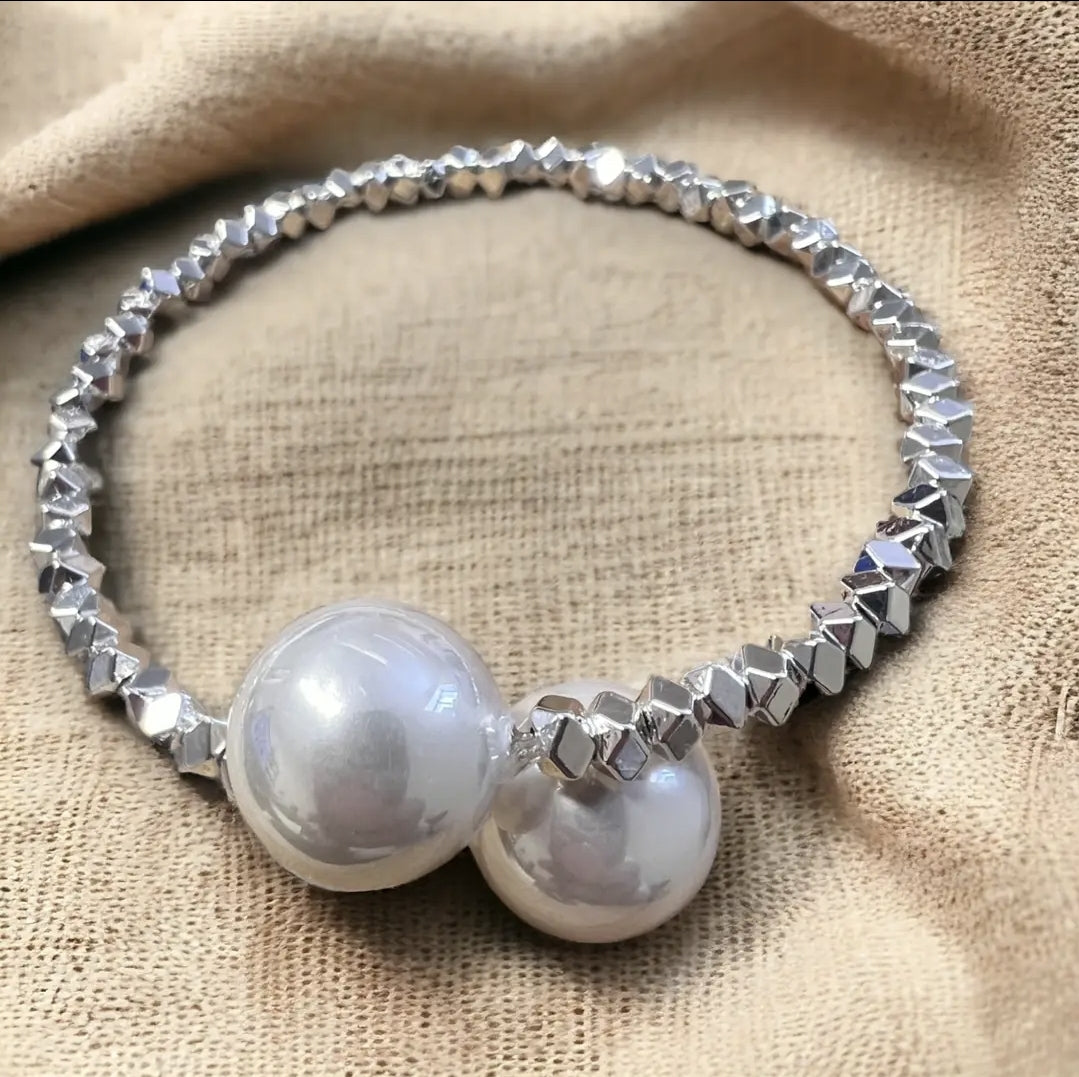 Silver Pearl Wrap Bracelet