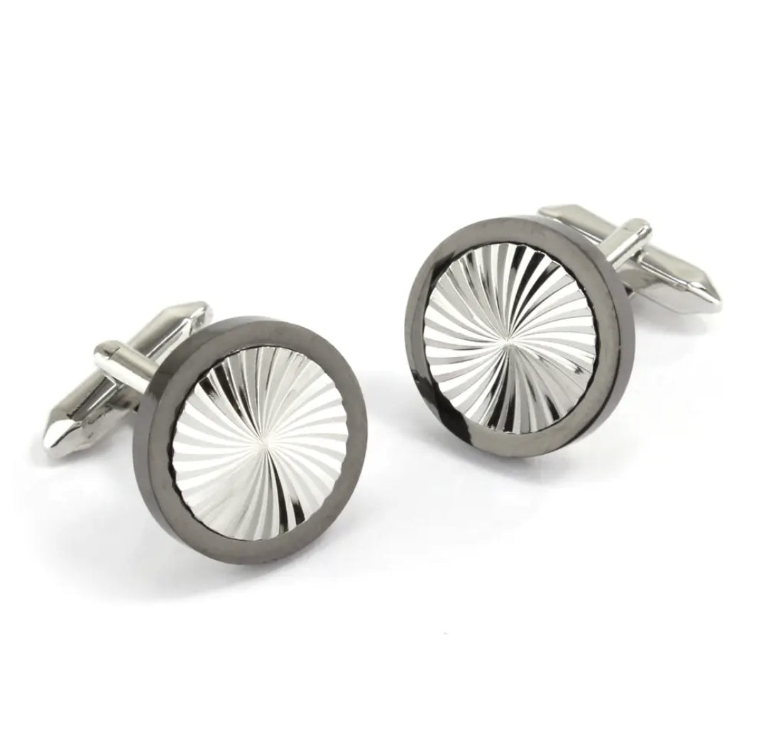 Silver Finish Gun Metal Cufflinks