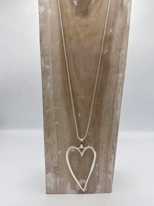 Hollow Heart Silver Necklace